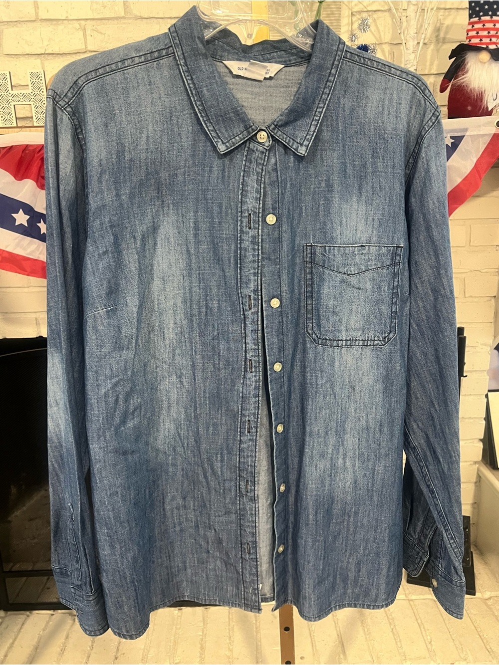 Old Navy Women’s Denim Button-Down Shirt - Medium Blue Wash